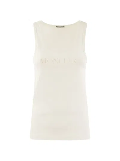 Moncler Logo-embroidered Tank Top In White