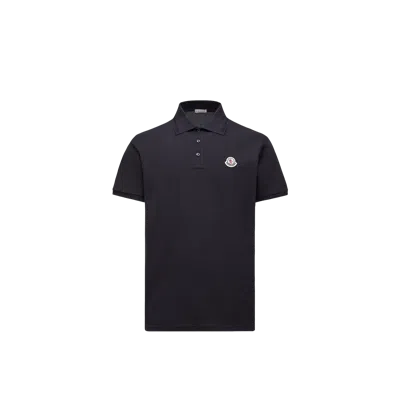 Moncler Logo-embroidered Wool Polo In Blue
