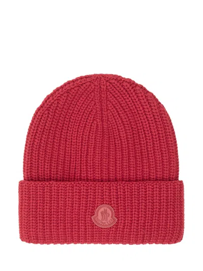 Moncler Logo-front Knit Beanie Hat In Gold