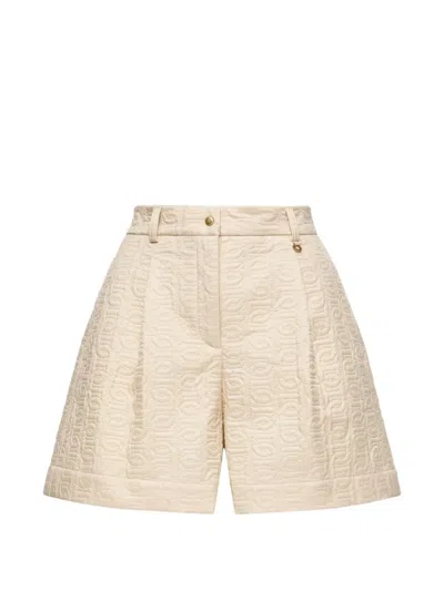 Moncler Logo-jacquard Pleated Shorts In Neutral