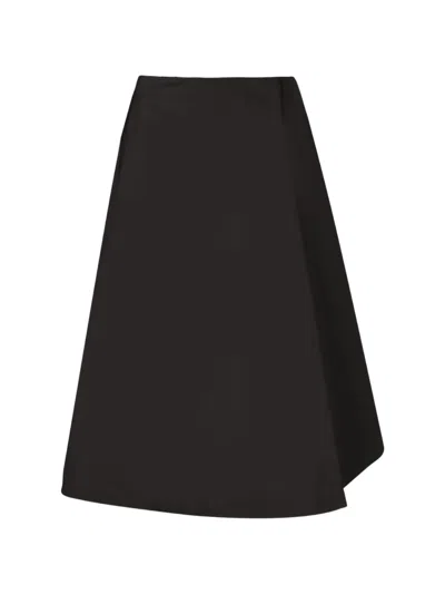 Moncler Logo-patch A-line Midi Skirt In Black