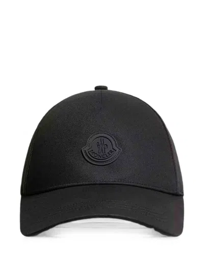 Moncler Cotton Gabardine Curved Brim Baseball Cap In Black