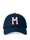 Moncler Monogram Patch Adjustable Baseball Cap In Blue