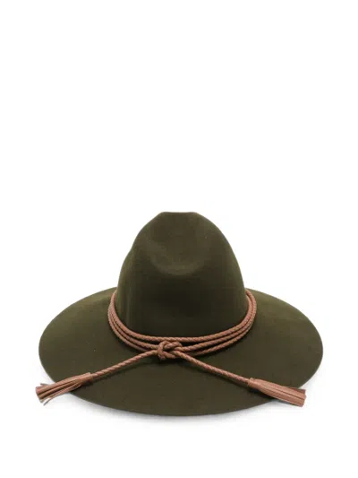 Moncler Logo-patch Braided-trim Hat In Green