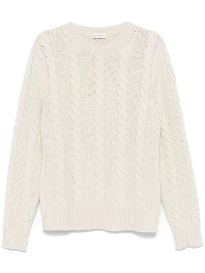Moncler Logo-patch Cable Knit Sweater In White