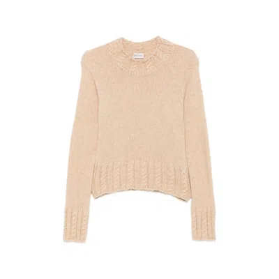 Moncler Logo-patch Cable-knit Sweater In Neutral