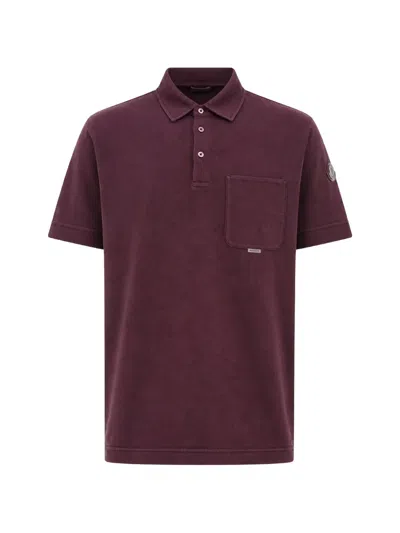 Moncler Logo-patch Chest-pocket Polo Shirt In Brown