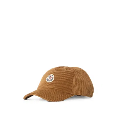 Moncler Logo-patch Corduroy Baseball Cap In Brown