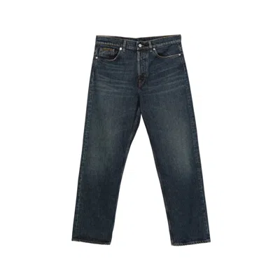 Moncler Logo-patch Cotton Jeans In Blue