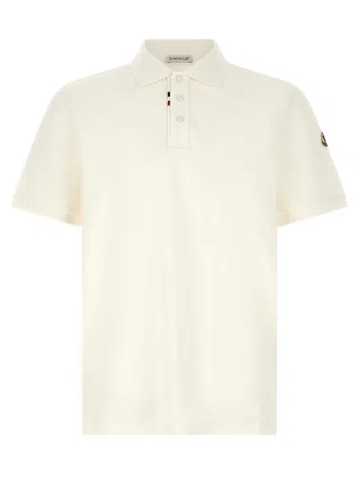 Moncler Logo-patch Cotton Piqué Polo Shirt In Neutral