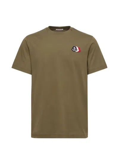 Moncler Logo-patch Crew-neck T-shirt In Green