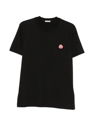 Moncler Mens Emerized Logo-print Short-sleeve T-shirt Black In Blue