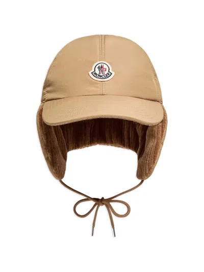 Moncler Logo-patch Ear-flap Cap In Brown