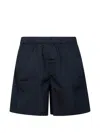 Moncler Logo-patch Elasticated-waist Swim Shorts In Blue