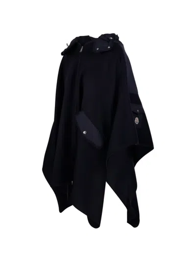 Moncler Logo-patch Hooded Cape In Black