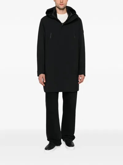 Moncler Logo-patch Hooded Parka Coat In Black