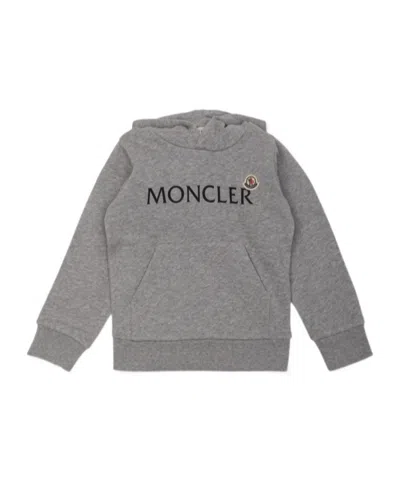 Moncler Logo-patch Hoodie In Gray