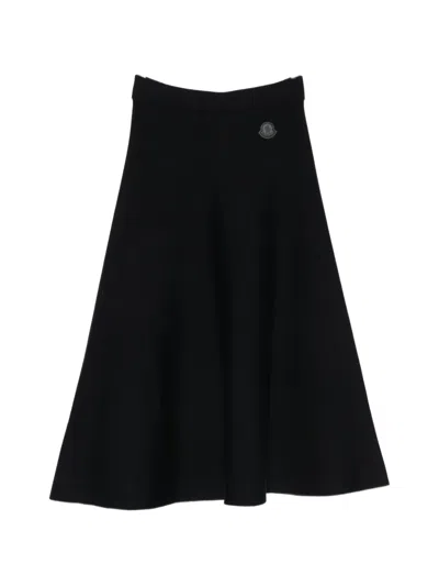 Moncler Logo-patch Midi Skirt In Blau