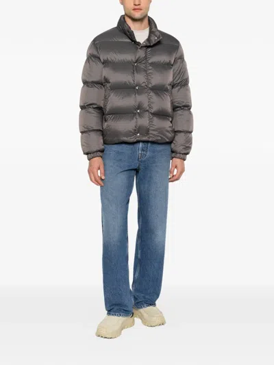 Moncler Logo-patch Padded Jacket In Gray