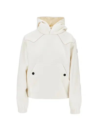Moncler Logo-patch Panelled Hoodie In Neutral