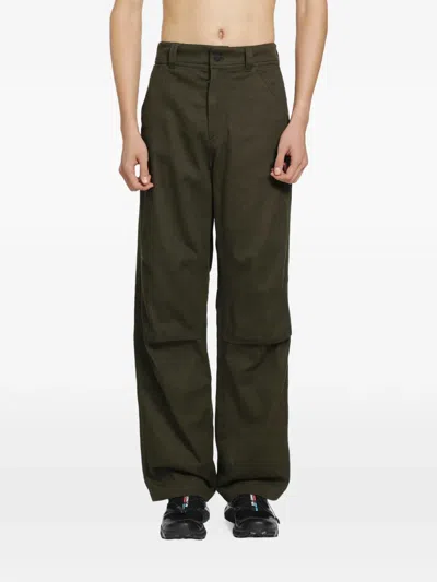 Moncler Logo-patch Panelled Trousers In Green