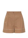 Moncler Logo-patch Piped Shorts In Brown