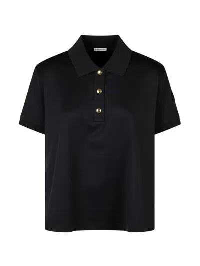 Moncler Logo-patch Polo Shirt In Blue
