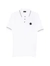 Moncler White Logo Patch Cotton Polo In White