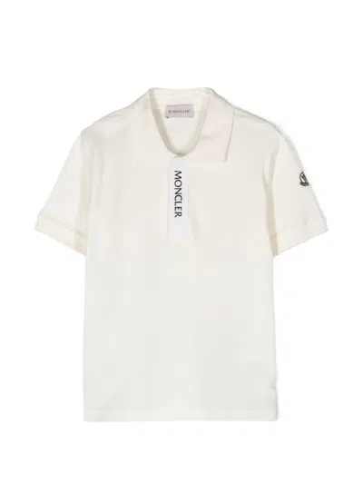 Moncler Poloshirt Mit Logo-patch In White