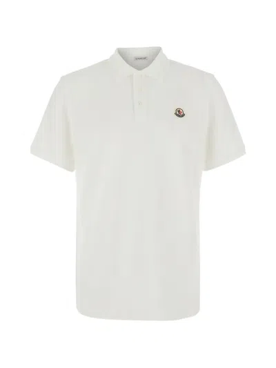 Moncler Polo Shirt Logo Patch Regular Fit In White