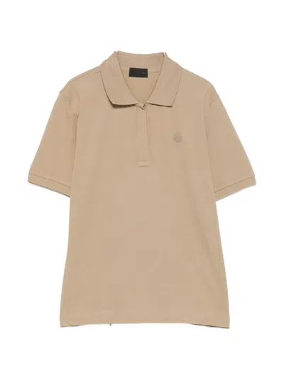 Moncler Logo-patch Polo Top In Neutral