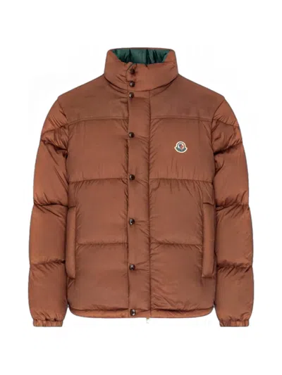 Moncler Monogram Reversible Puffer Jacket In Brown