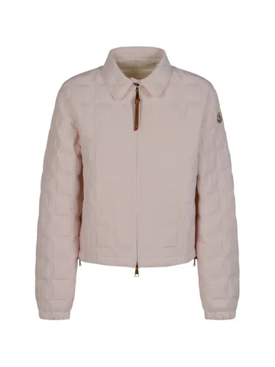 Moncler Logo-patch Quilted Puffer Jacket In Pink