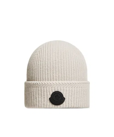 Moncler Logo-patch Ribbed Beanie In White