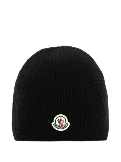 Moncler Logo-patch Ribbed-knit Beanie Hat In Yellow