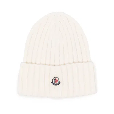 Moncler Logo-patch Ribbed Beanie In White
