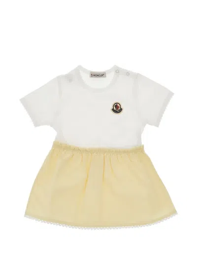Moncler Babies' Logo-patch Ruffled Dress In White