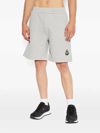 Moncler Logo-patch Shorts In Gray