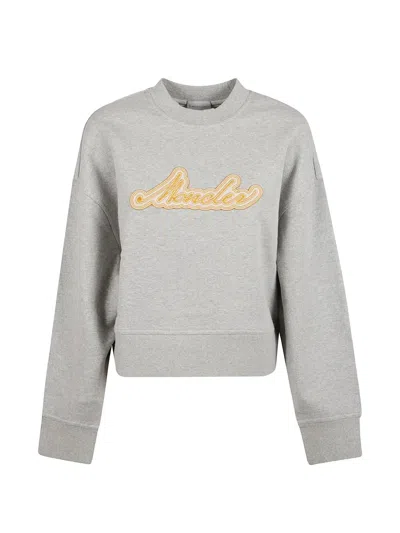 Moncler Logo-patch Sweater In Gray