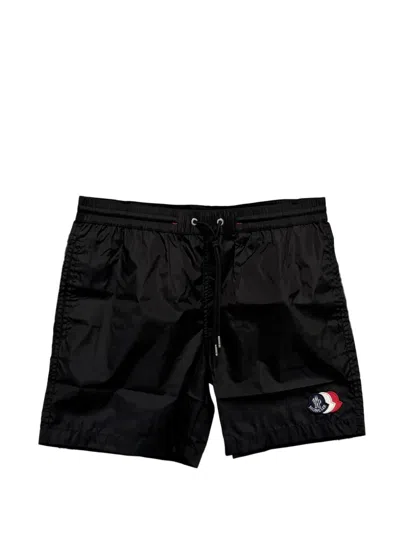 Moncler Swim Shorts Beachwear Back Pocket Side Pockets In Black