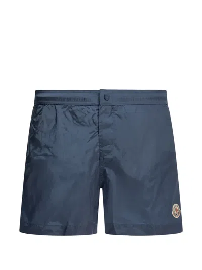Moncler Logo-patch Swim Shorts In Blue
