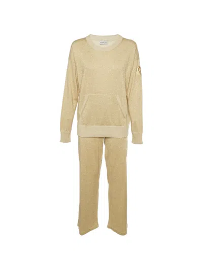 Pre-owned Moncler Logo-patch Tracksuit In Gold