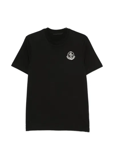Moncler Black Cotton Jersey T-shirt With Logo Patch
