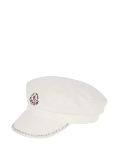Moncler Logo-patch Whipstitch-trim Baker Hat In White