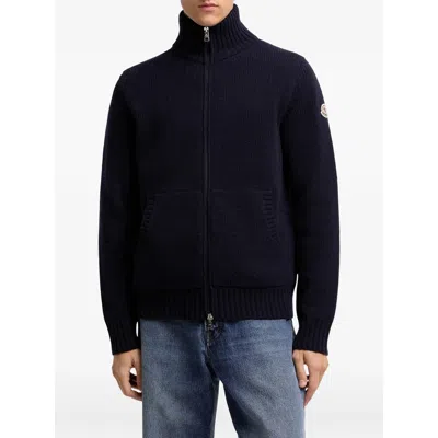 Moncler Logo-patch Zip-fastening Cardigan In Black