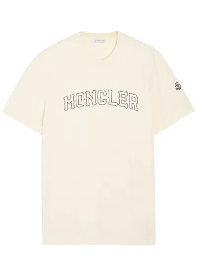 Moncler Logo-print Cotton T-shirt In Neutral