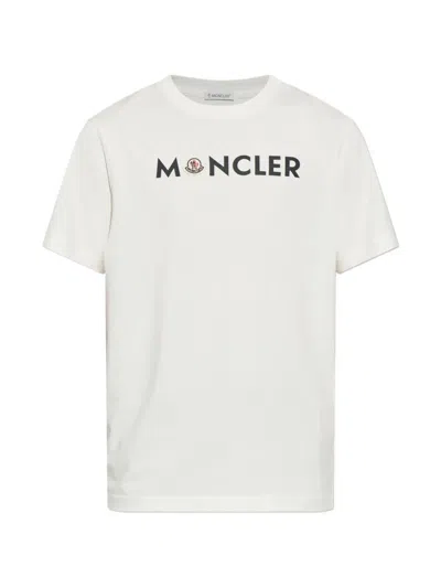 Moncler Crew Neck Short Sleeve Shirt Straight Hem In White