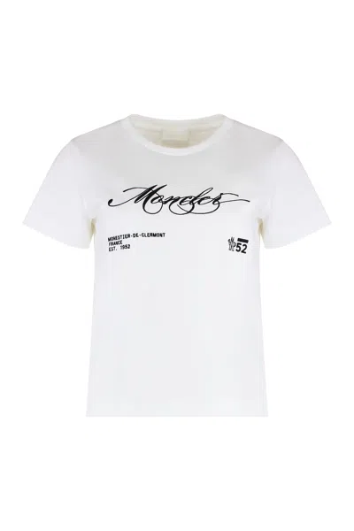 Moncler Logo-print Crew Neck T-shirt In White