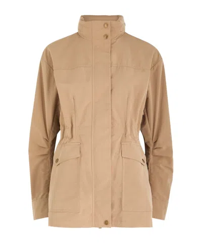 Moncler Logo-print Parka In Nude