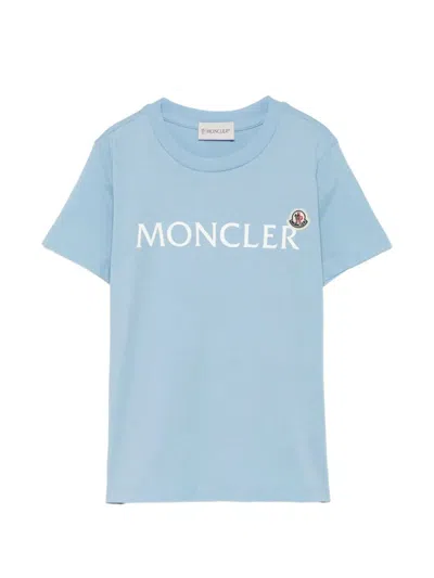 Moncler Kids' Logo-print Short-sleeve T-shirt In Blue